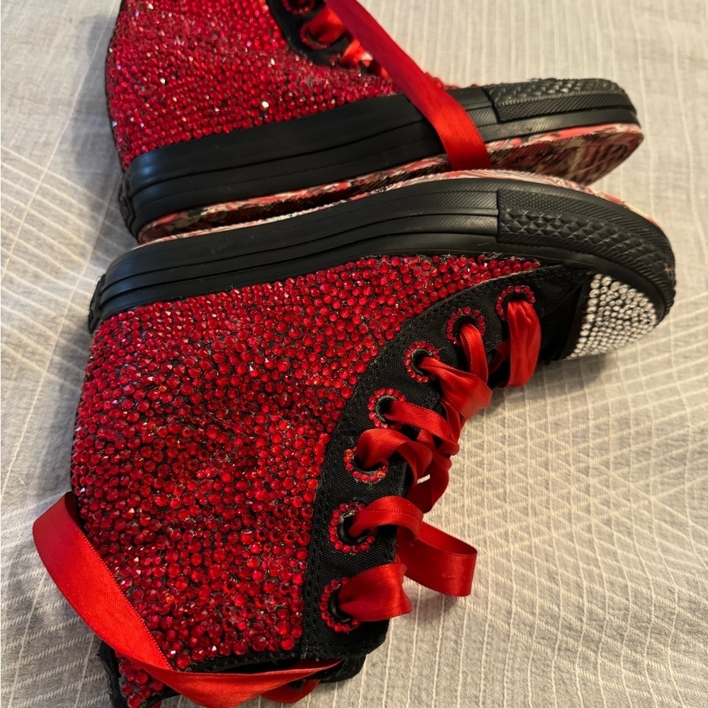Converse full bling Graffiti Bottom Classic black/red high tops size 8 - Picture 7 of 9